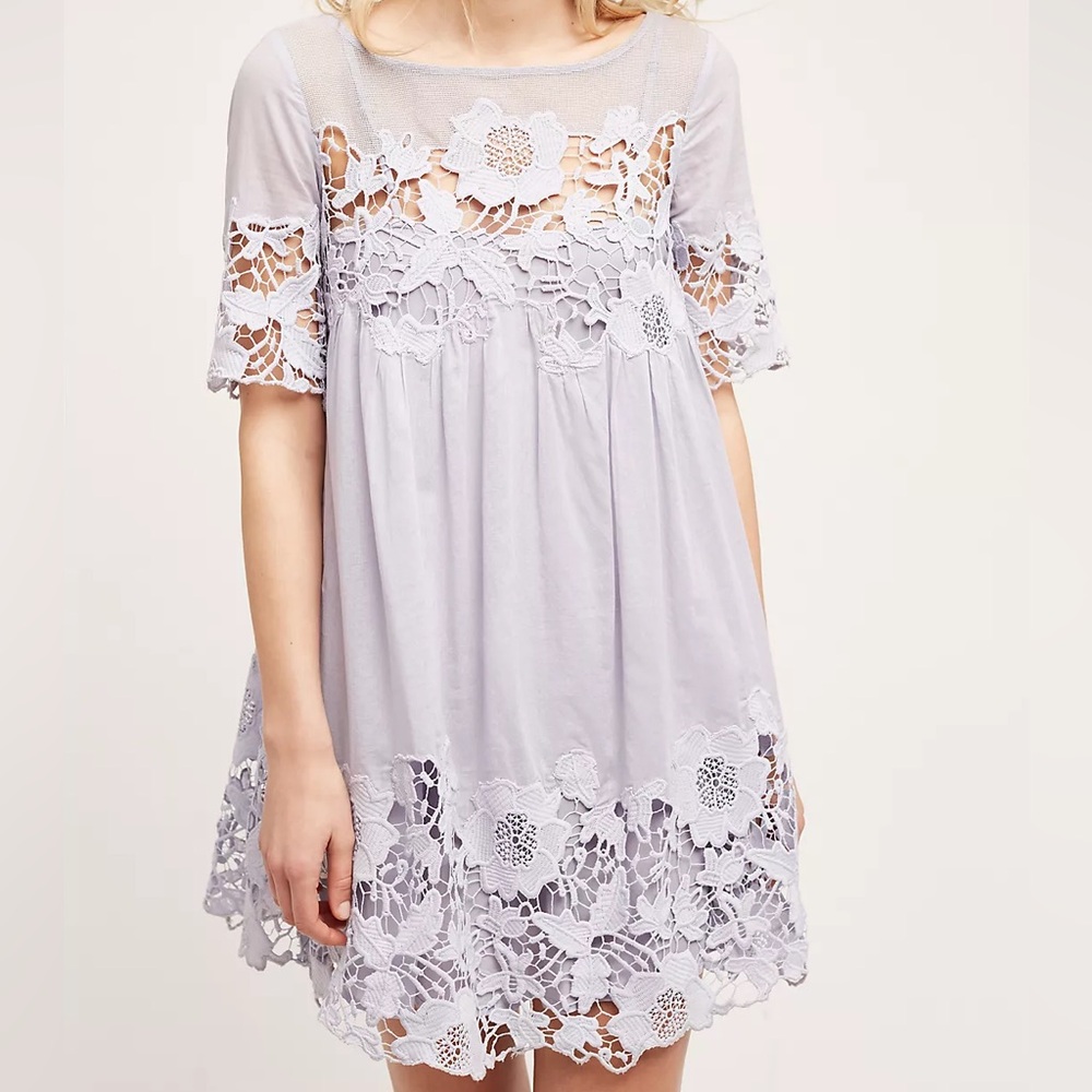 Anthropologie Holding Horses Magnolia Lace Cotton Lavender Dress EUC Size 2P